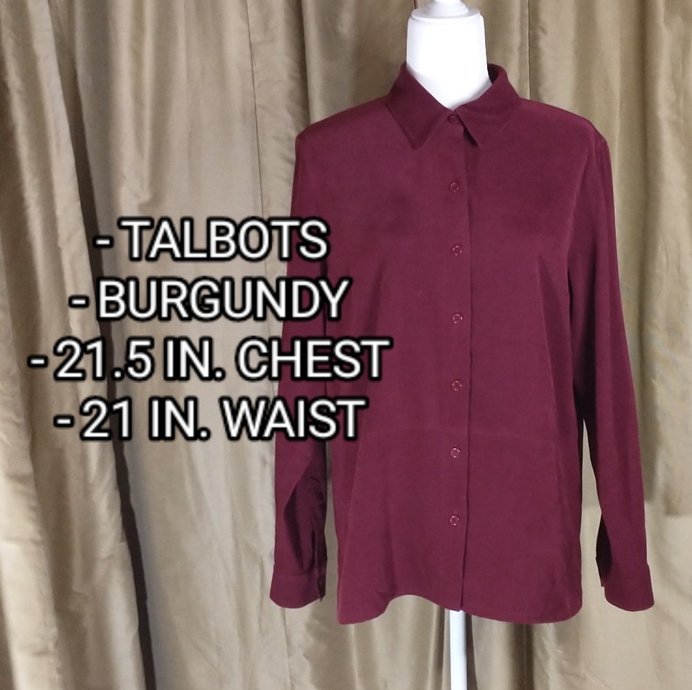 Talbots Burgundy Velvet Button Down. Size Medium.